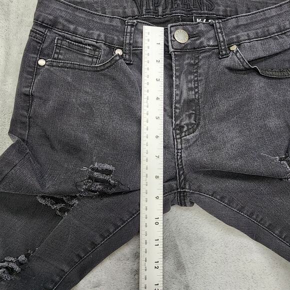 V.I.P. Jeans Women 9/10 Black Super Stretch Distressed Denim Skinny Ankle Casual - Picture 10 of 13